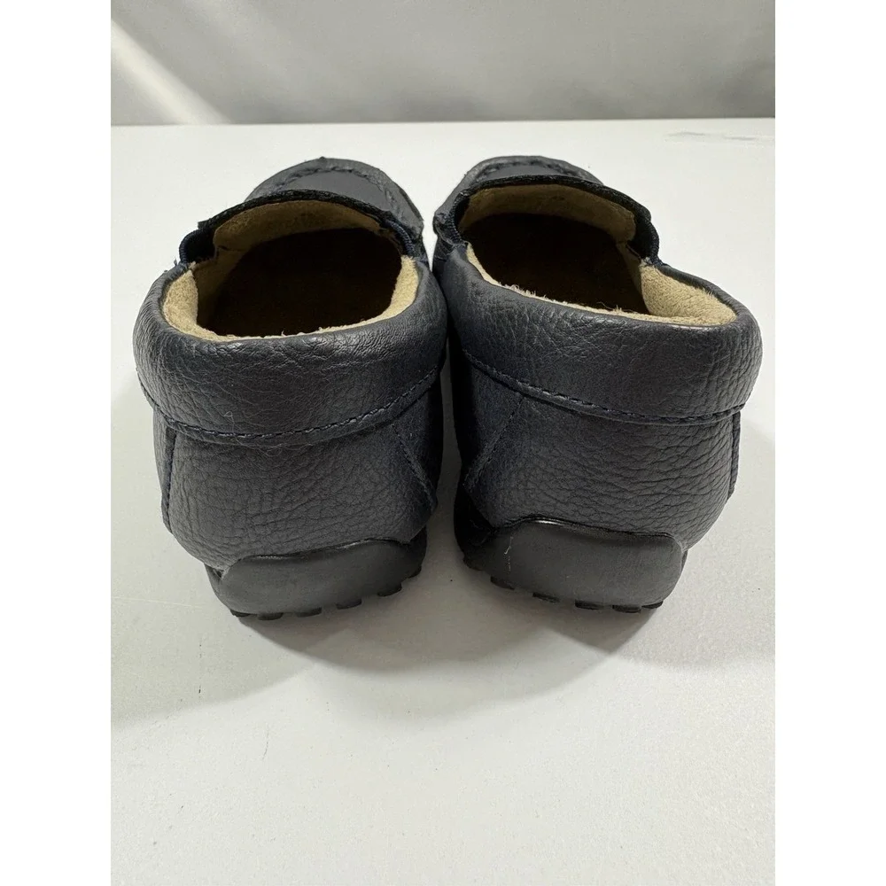 The Children's Place Boys Navy Blue Faux Leather Slip On Loafers Dress Shoes 8T